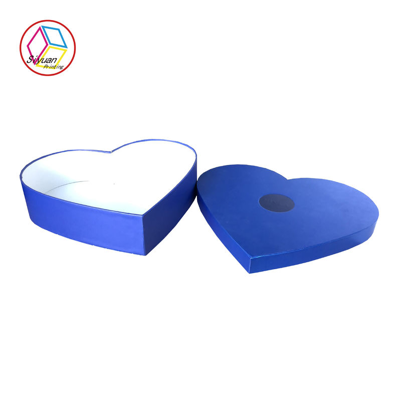Blue Color Cardboard Empty Chocolate Gift Boxes Glossy Lamination Heart Shape
