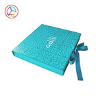 Full Color Printing Blue Fancy Paper Gift Box Foldable Matte Varnish