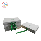 Foldable White Box Green Logo Apparel Packaging Boxes With Ribbon