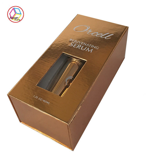 Boutique Makeup Packaging Boxes Gold Color Plastic Insert OEM Service