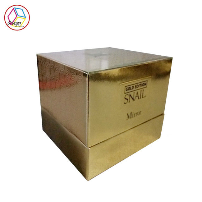 Luxury Cosmetic Gift Box , Skin Care Packaging Boxes Glossy Gold Color